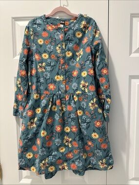 Tea Collection Teal Floral Button-Front Dress
